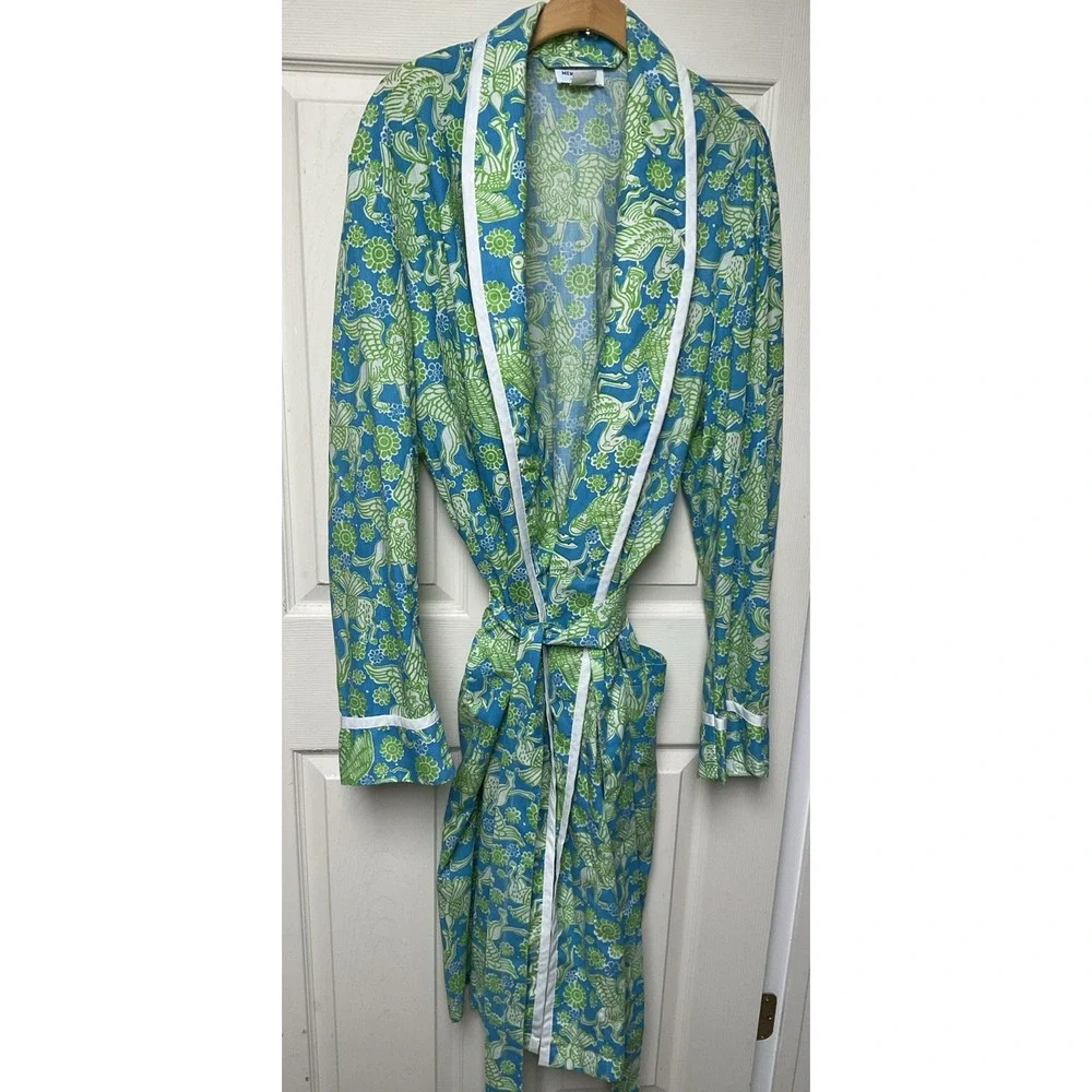Rare 1960s Lilly Pulitzer Men's Stuff Bathrobe Size XL Mythological Palm Beach